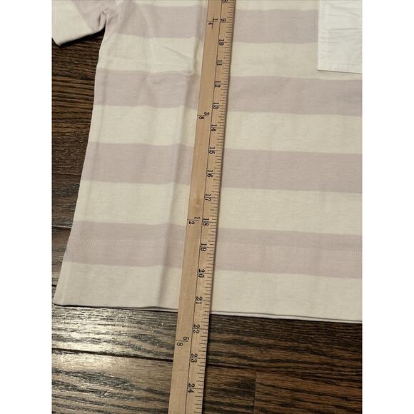 Everlane Sz S Purple White Striped Short Sleeve The Retro Jersey Polo Shirt NWT - Picture 3 of 7